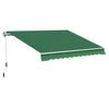 12' x 10' Manual Retractable Awning Outdoor Sunshade Shelter for Patio, Balcony, Yard, with Adjustable & Versatile Design, Green