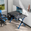 47in Gaming Desk with RGB LED Lights Racing Style Gaming Table with Cup Holder & Cable Management, Blue