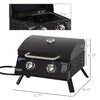 2 Burner Propane Gas Grill Outdoor Portable Tabletop BBQ with Foldable Legs, Lid, Thermometer for Camping, Picnic, Backyard, Black