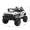 Kids Ride-On Car 12V RC 2-Seater Police Truck Electric Car For Kids with Full LED Lights, MP3, Parental Remote Control, White