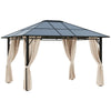 10x12 Hardtop Gazebo with Metal Frame, Polycarbonate Gazebo Canopy with Curtains for Garden, Patio, Backyard