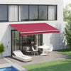 10' x 8' Manual Retractable Awning Sun Shade Shelter for Patio Deck Yard with UV Protection and Easy Crank Opening, Wine Red