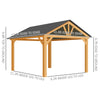 11x13 Hardtop Gazebo with Wooden Frame, Permanent Metal Roof Gazebo Canopy with Ceiling Hook for Garden, Patio, Backyard