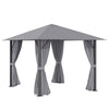 10' x 10' Patio Gazebo Aluminum Frame Outdoor Canopy Shelter with Sidewalls, Vented Roof for Garden, Lawn, Backyard and Deck, Grey