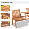 Wooden Garden Bench with Umbrella Hole & Middle Table, Outdoor Loveseat, 2 Person Chair for Garden, Patio, Balcony, Orange