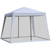 10'x10' Outdoor Party Tent Canopy with Mesh Sidewalls, Patio Gazebo Sun Shade Screen Shelter, Grey