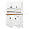 71" Kitchen Pantry, Freestanding Buffet with Hutch, Farmhouse Storage Cabinet, Microwave Cabinet with 3 Drawers, 6 Doors, 2-Tier Countertop and Adjustable Shelves, White