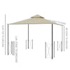 13' x 11' Patio Gazebo Canopy Garden Tent Sun Shade, Outdoor Shelter with 2 Tier Roof, Netting and Curtains, Steel Frame for Garden, Beige