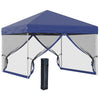 10' x 10' Pop Up Canopy Party Tent with 3-Level Adjustable Height, Easy Move Roller Bag, Blue