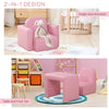 2-in-1 Kids Sofa Set Multifunctional Toddler Couch Convertible Table and Chair Set for Boys Girls, Pink