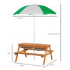 Kids Picnic Table Set Wooden Bench with Sandbox Removable & Height Adjustable Parasol Outdoor Garden Patio Backyard Beach 36.5" x 33.5" x 19"