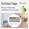 37" L Wooden Tortoise House Turtle Terrarium/ Small Reptile Enclosure with Two Room Design, Grey