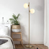 Floor Lamp w/ 2pcs Glass Lamp Shade Modern Portable Decorative Lamp  White