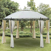 11.5' Steel Outdoor Patio Gazebo Canopy with Double roof Romantic Round Design & Included Side Curtains, Cream White