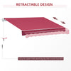 10' x 8' Manual Retractable Awning Sun Shade Shelter for Patio Deck Yard with UV Protection and Easy Crank Opening, Wine Red