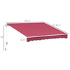 13' x 8' Manual Retractable Sun Shade Patio Awning with Durable Design & Adjustable Length Canopy, Wine Red