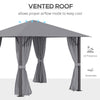 10' x 10' Patio Gazebo Aluminum Frame Outdoor Canopy Shelter with Sidewalls, Vented Roof for Garden, Lawn, Backyard and Deck, Grey