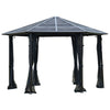 13' x 13' Steel Hexagonal Gazebo Canopy Heavy Duty Outdoor Pavilion with Aluminum Alloy Frame, Netting Sidewalls, Black