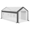 20' x 10' x 9' Large Walk-in Greenhouse with Roll Up Door, 8 Closeable Windows, Weather PE Cover, White