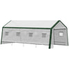 20' x 10' x 8' Heavy-duty Greenhouse, Walk-in Hot House with Windows and Roll Up Door, PE Cover, Steel Frame, White