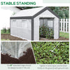 12' L x 7' W x 7' H Outdoor Walk-In Tunnel Greenhouse, Garden Warm Hot House with Roll Up Windows, Zippered Mesh Door, and Weather Cover, White/Dark Grey